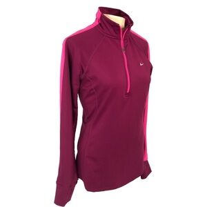 Nike Dri-Fit Magenta and Pink Quarter-Zip Athletic Top Sz M